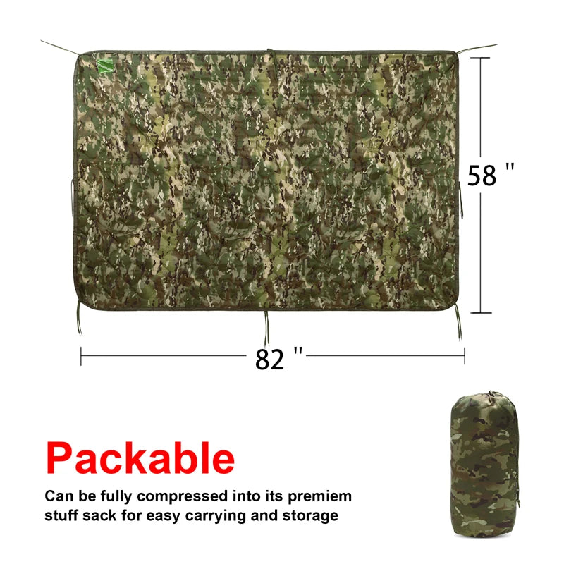 Tactical Camouflage Poncho Liner – Water-Repellent Blanket for Camping & Hunting