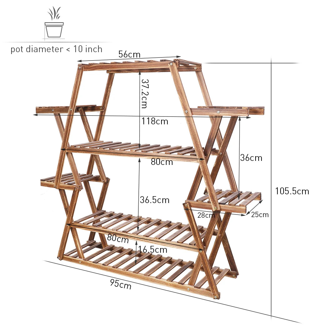 8-Tier Large Wooden Plant Stand for Patio, Porch, Balcony, and Indoor Use