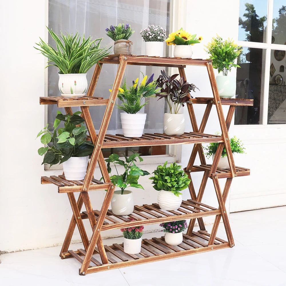 8-Tier Large Wooden Plant Stand for Patio, Porch, Balcony, and Indoor Use