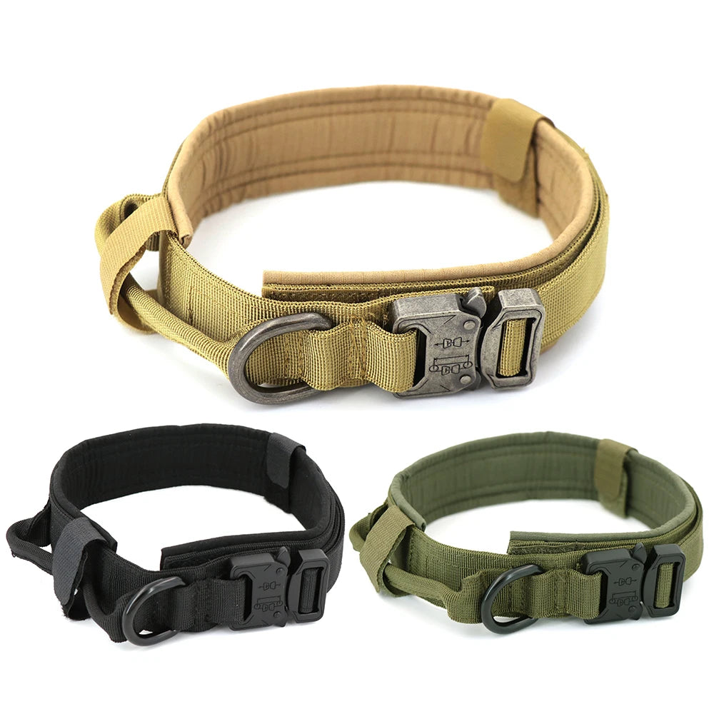 Tactical Dog Collar and Leash Set – Adjustable Nylon Control Handle for Training