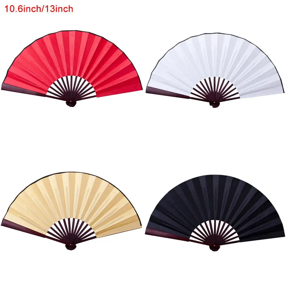 10/13 Inch DIY Silk Cloth Folding Fan – Bamboo Hand Fan for Calligraphy & Painting