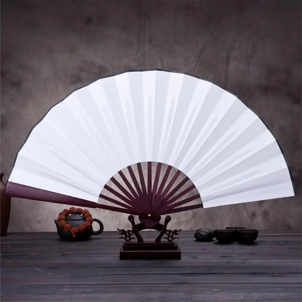 10/13 Inch DIY Silk Cloth Folding Fan – Bamboo Hand Fan for Calligraphy & Painting