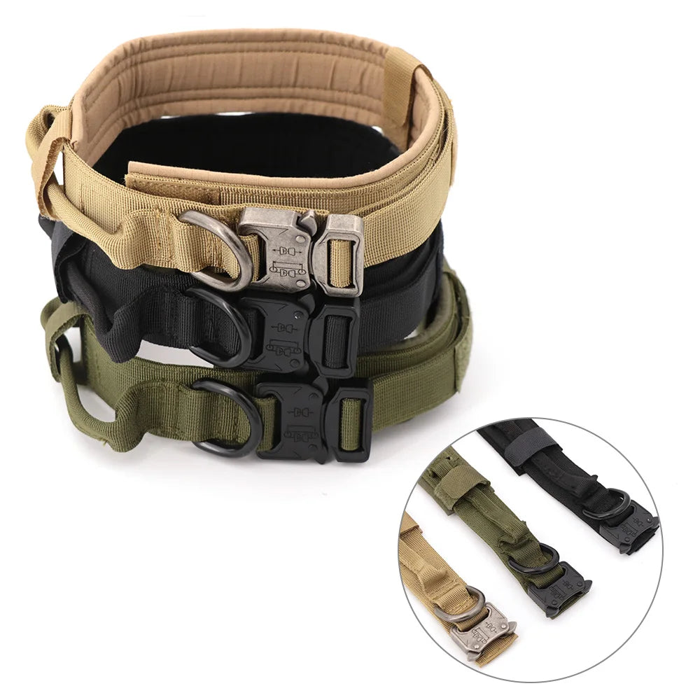 Tactical Dog Collar and Leash Set – Adjustable Nylon Control Handle for Training