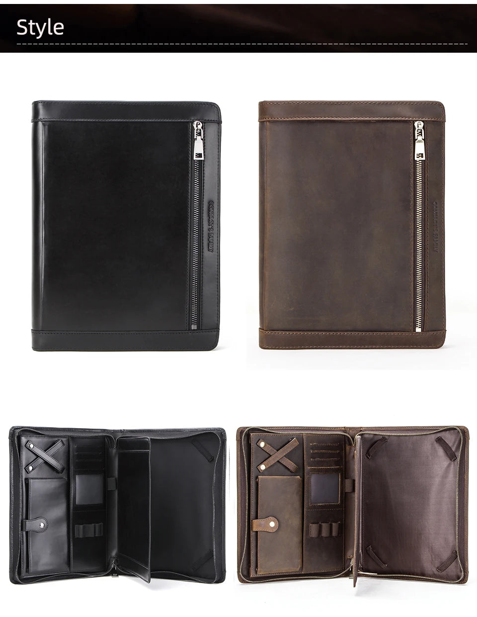 Genuine Leather Portfolio Case for iPad Pro 11, iPad Air 10.9, iPad 7th-10th Gen