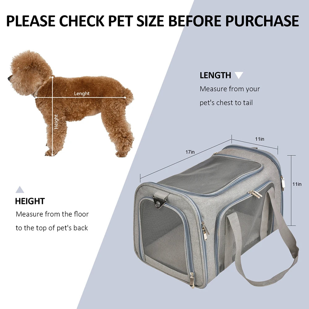 Airline Approved Soft-Sided Pet Carrier for Small Dogs & Cats – Travel Bag