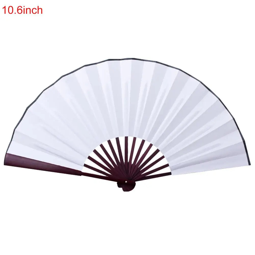 10/13 Inch DIY Silk Cloth Folding Fan – Bamboo Hand Fan for Calligraphy & Painting