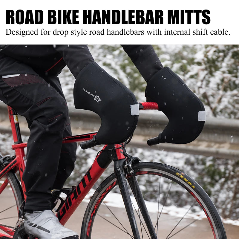 Winter Cycling Bar Mitts, Windproof Insulated Handlebar Gloves for MTB/Road