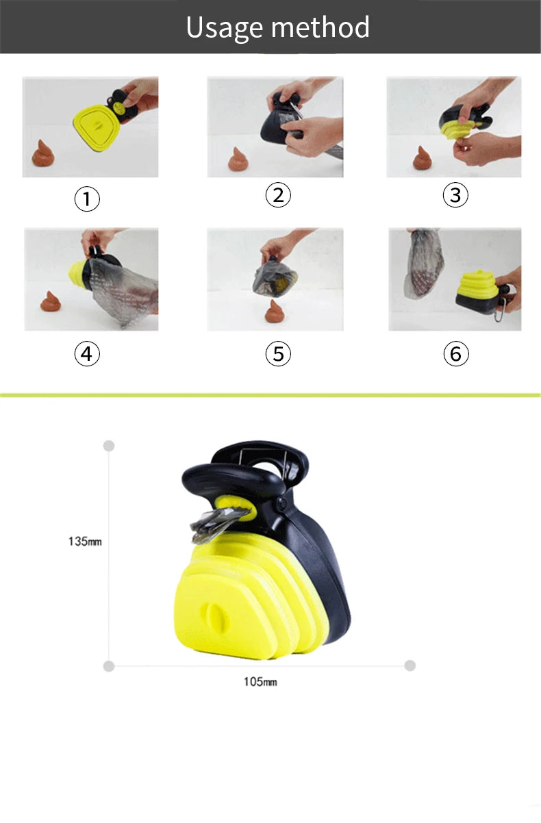 Travel Foldable Dog Poop Bag Dispenser & Pooper Scooper with Waste Bags