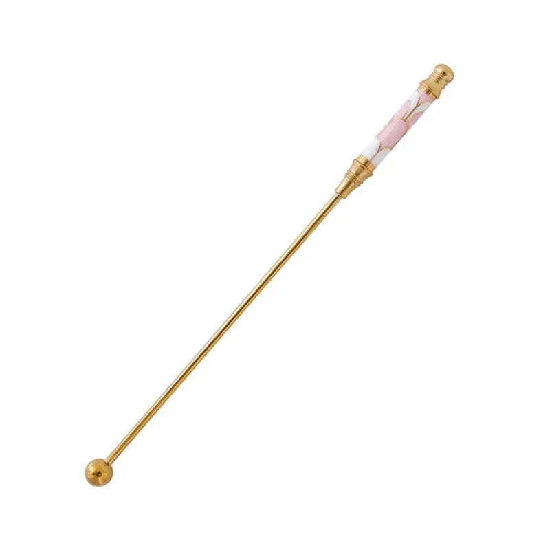 Gold-Plated Stainless Steel Stirring Rod with Ceramic Handle - Coffee & Cocktail