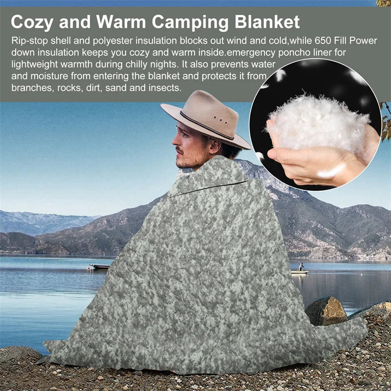 Tactical Camouflage Poncho Liner – Water-Repellent Blanket for Camping & Hunting