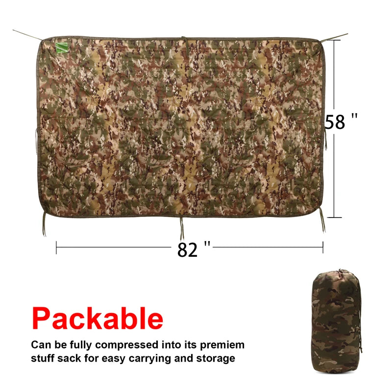 Tactical Camouflage Poncho Liner – Water-Repellent Blanket for Camping & Hunting