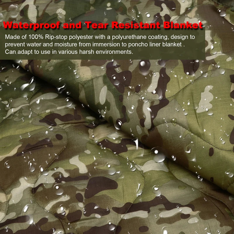 Tactical Camouflage Poncho Liner – Water-Repellent Blanket for Camping & Hunting