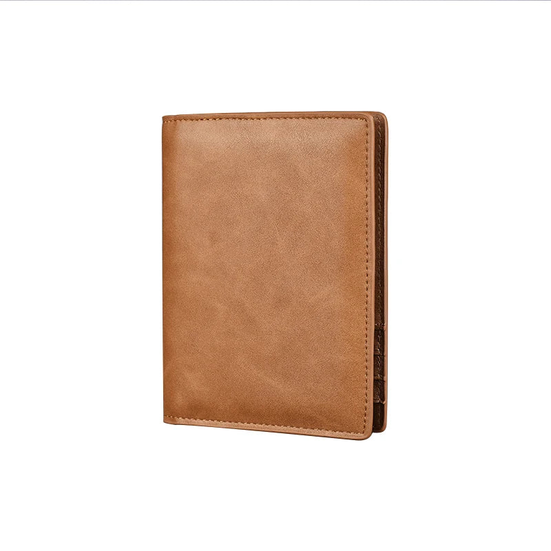 Slim Leather Passport and Card Holder and Cover ID Wallet - Genuine Cow Leather, Vintage Style