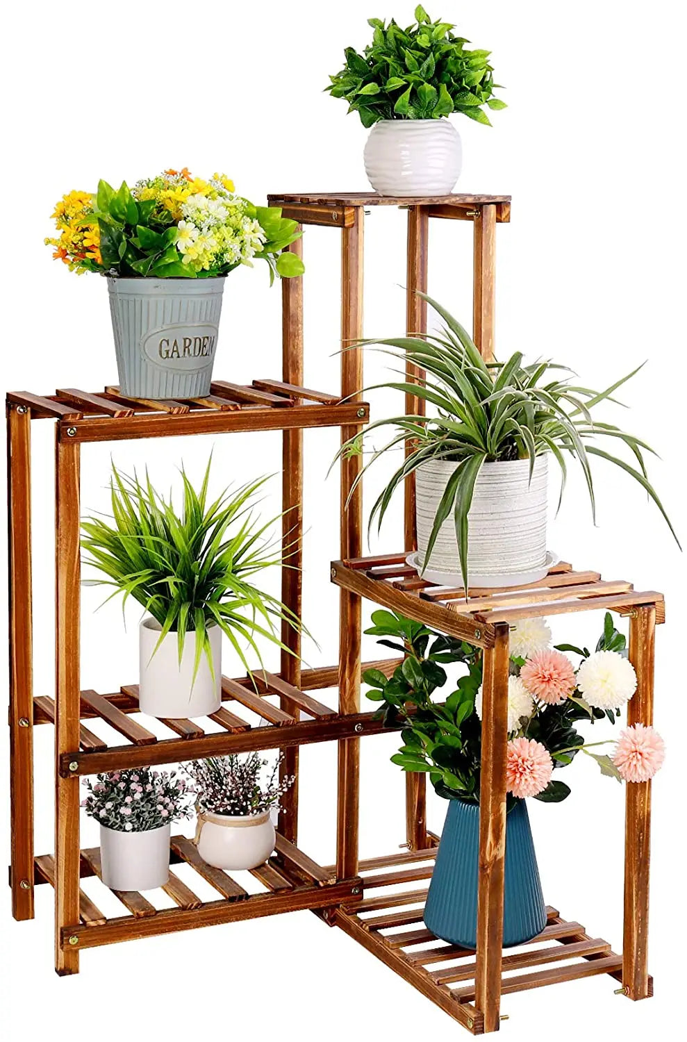 6-Tier Wooden Plant Stand for Indoor and Outdoor Use