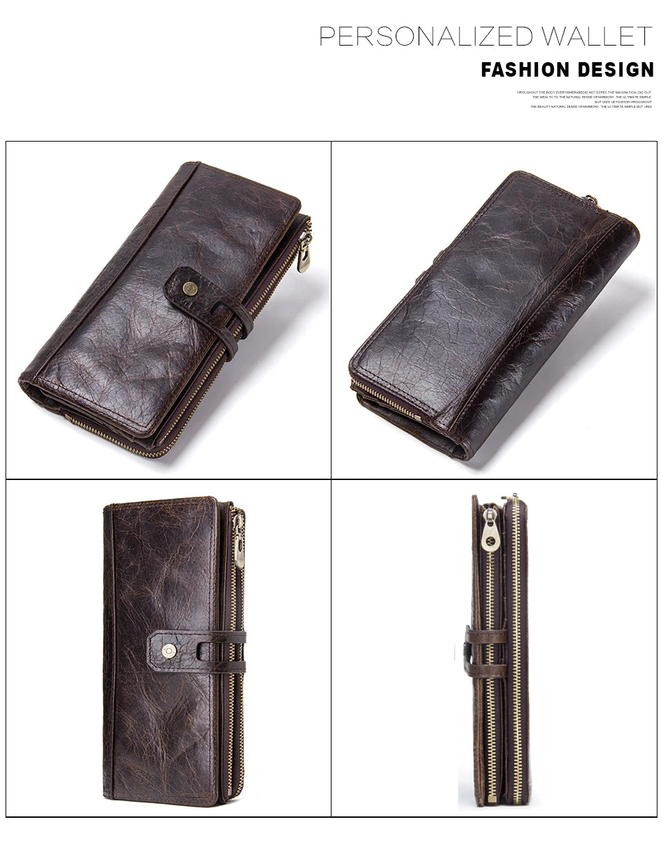 Unisex Genuine Leather Long Wallet RFID Clutch Organizer with Coin & Card Holder