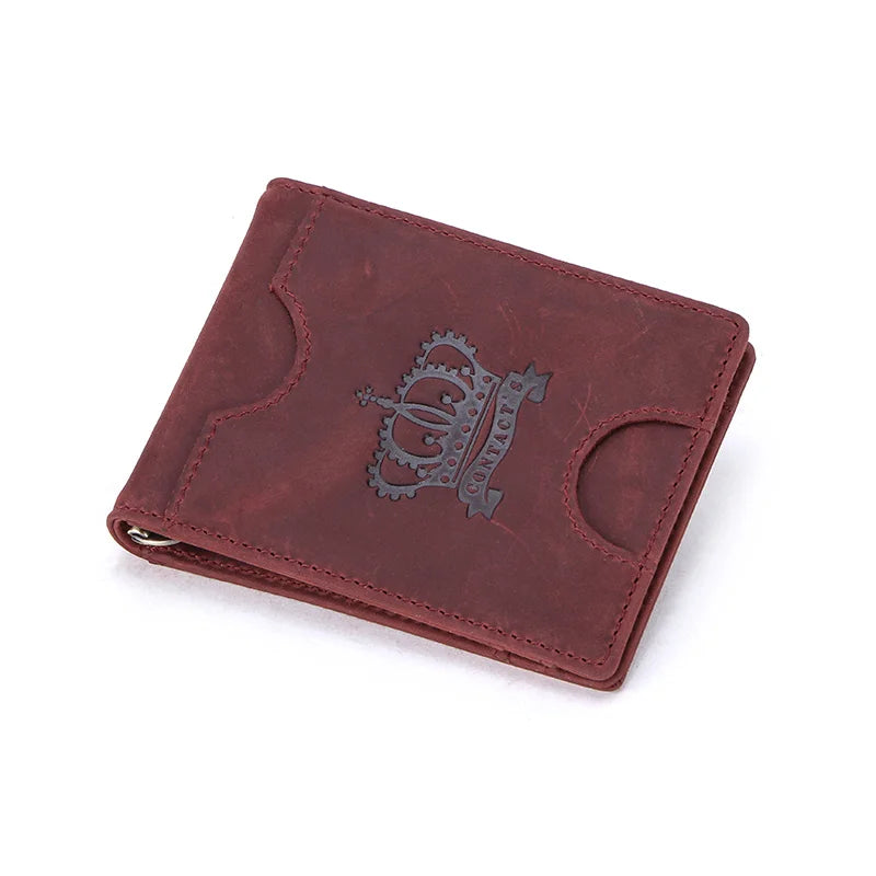 Slim RFID Genuine Leather Bifold Wallet with Money Clip - Men’s Card Holder