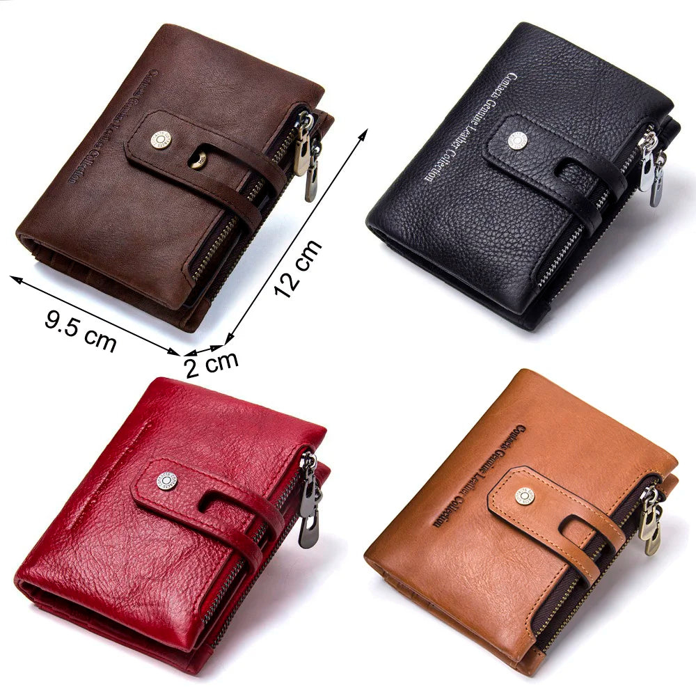 Men's Genuine Leather Small Zipper Wallet - RFID Coin Purse & Card Holder