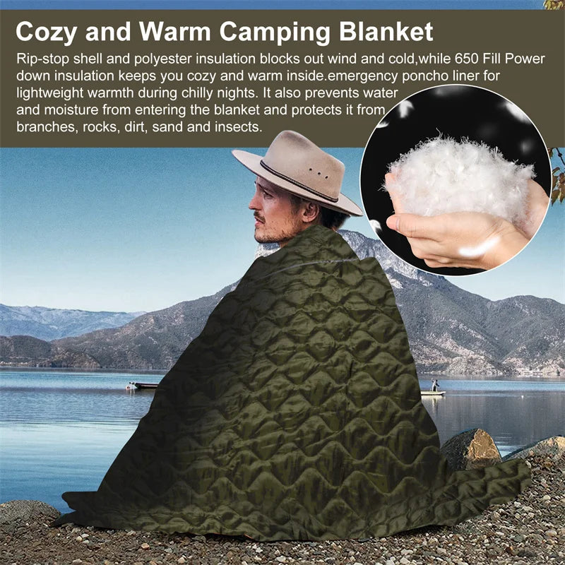 Tactical Camouflage Poncho Liner – Water-Repellent Blanket for Camping & Hunting