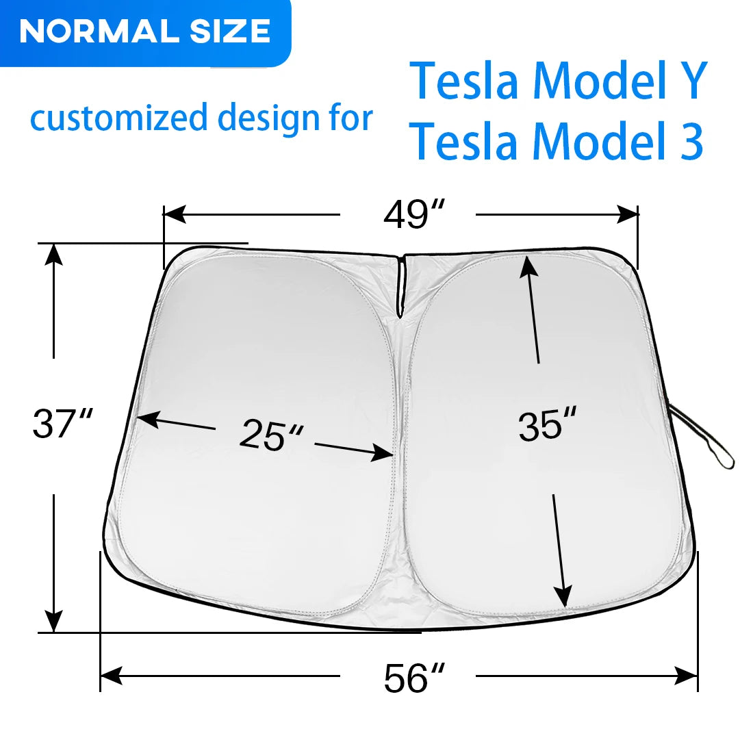 Car Windshield Sun Shade for Tesla Model 3/Y, UV Protection Foldable Sunshade