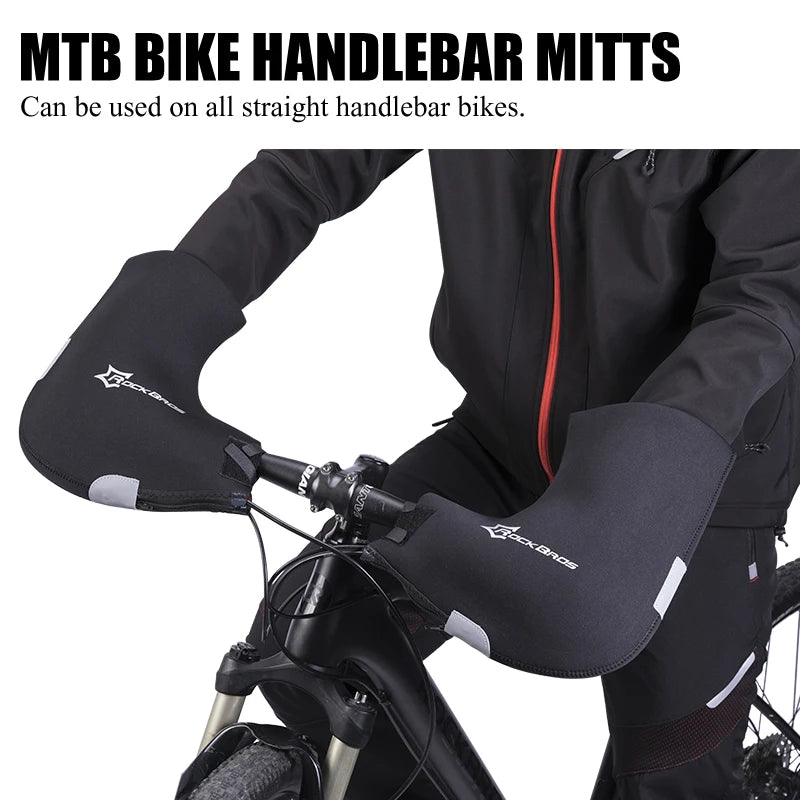 Winter Cycling Bar Mitts, Windproof Insulated Handlebar Gloves for MTB/Road