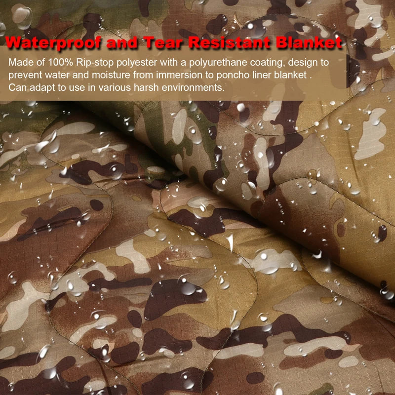 Tactical Camouflage Poncho Liner – Water-Repellent Blanket for Camping & Hunting