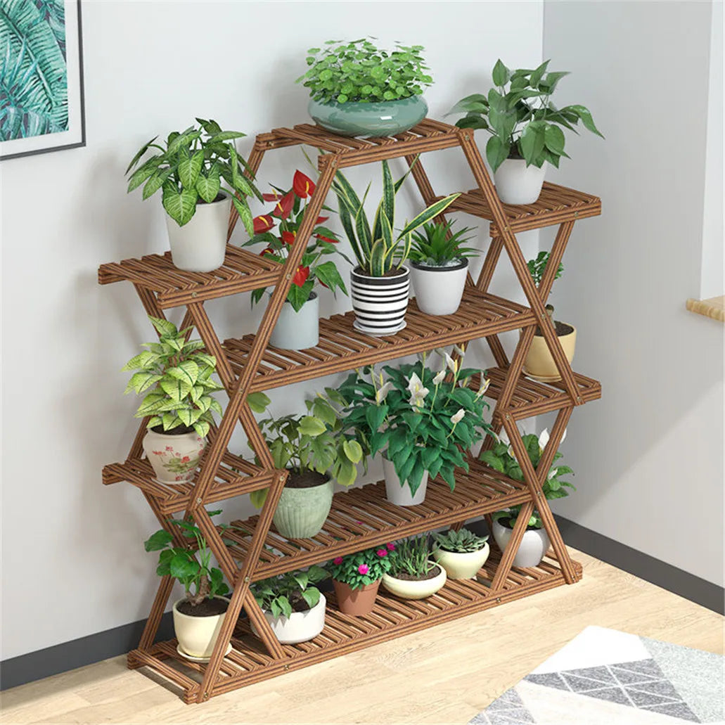 8-Tier Large Wooden Plant Stand for Patio, Porch, Balcony, and Indoor Use