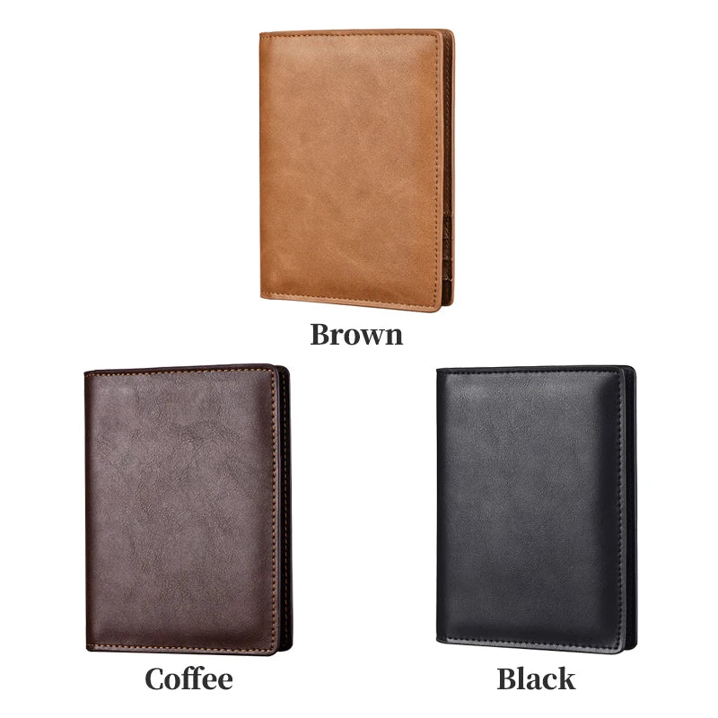 Slim Leather Passport and Card Holder and Cover ID Wallet - Genuine Cow Leather, Vintage Style