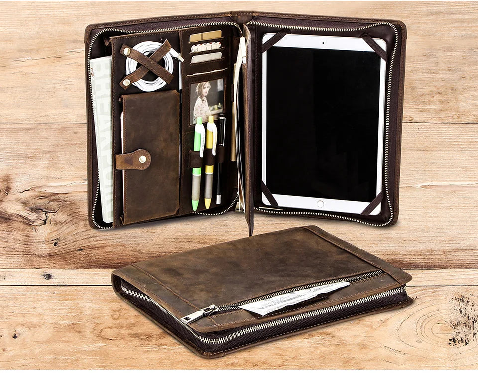 Genuine Leather Portfolio Case for iPad Pro 11, iPad Air 10.9, iPad 7th-10th Gen