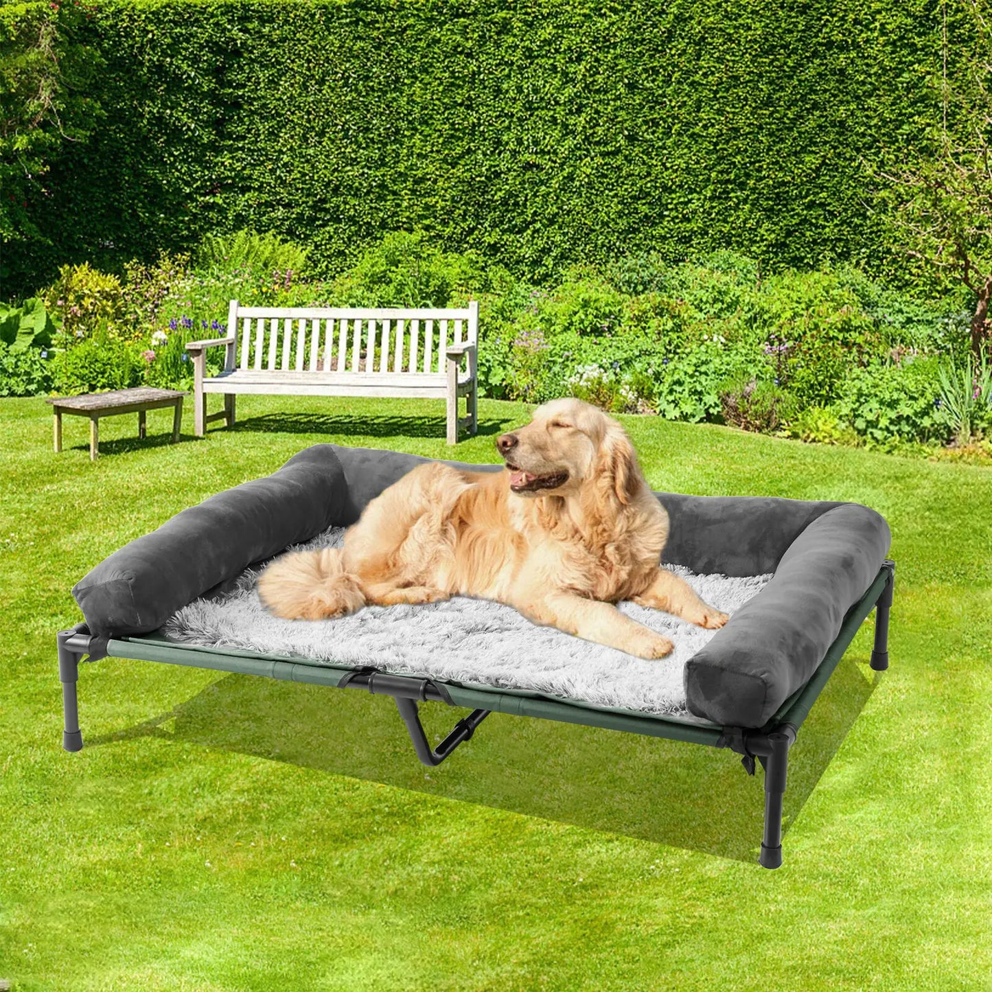 Cooling Elevated Dog Bed with Bolster Waterproof, Indoor/Outdoor, Multiple Sizes