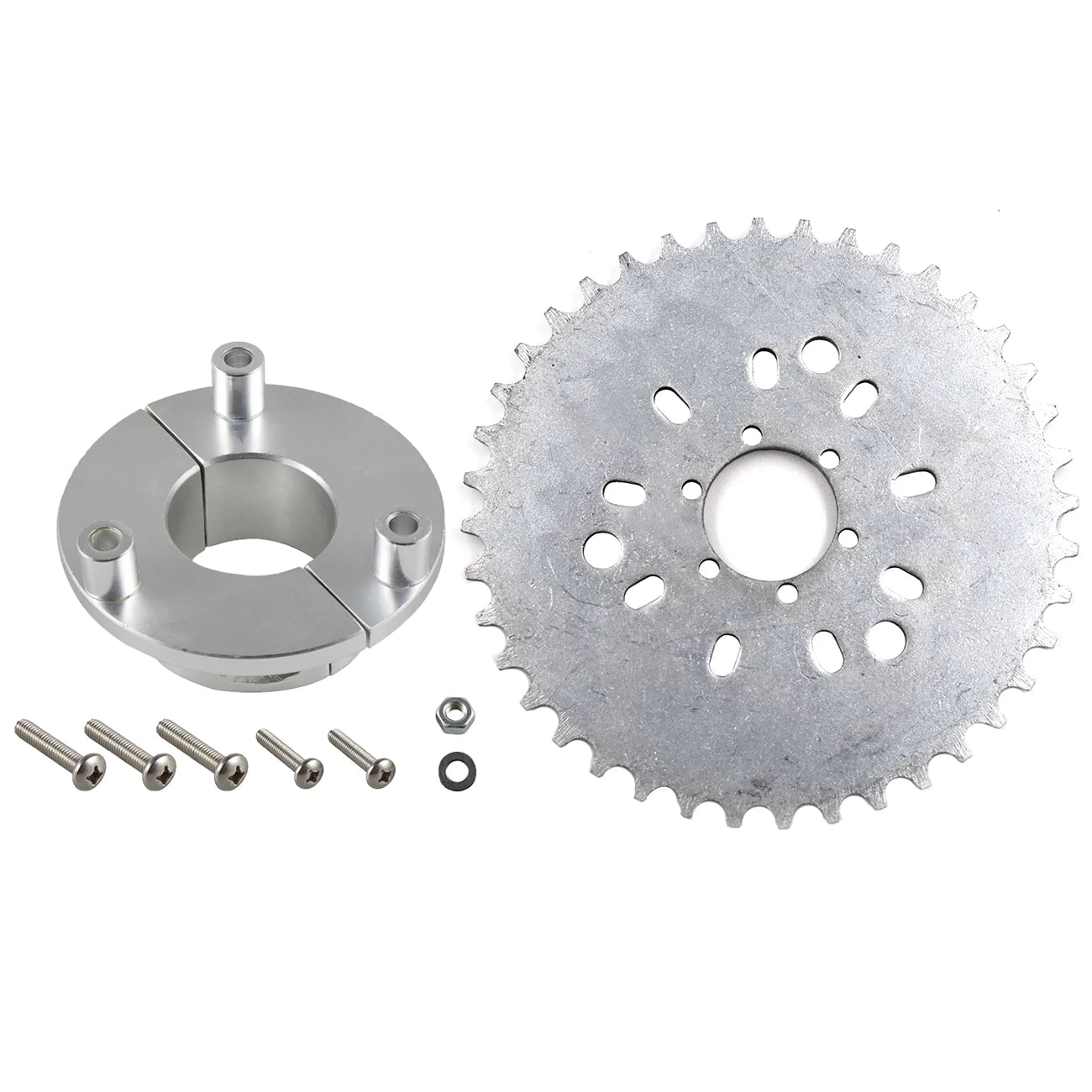 Silver CNC Sprocket Kit 32T-44T with Adapter for 66cc 80cc Motorized Bicycle