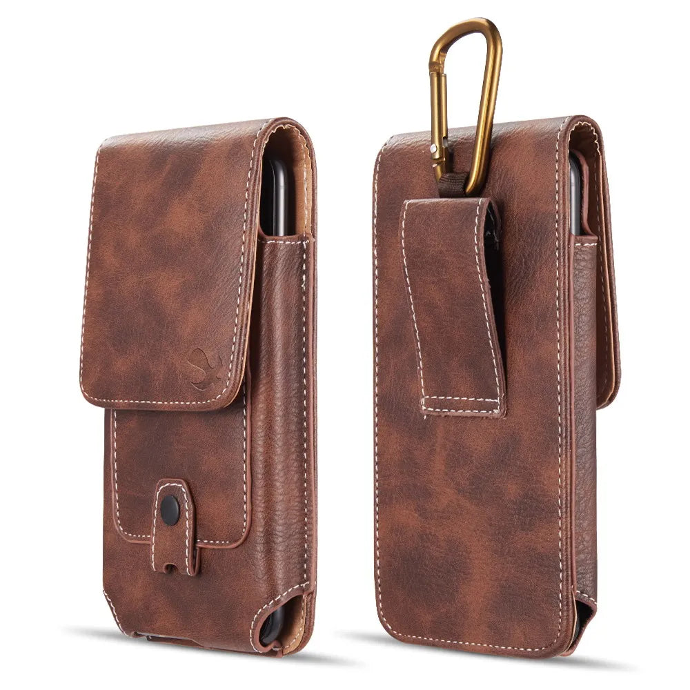 Vertical Leather Phone Holster Belt Clip Pouch for Samsung iPhone Xiaomi Huawei