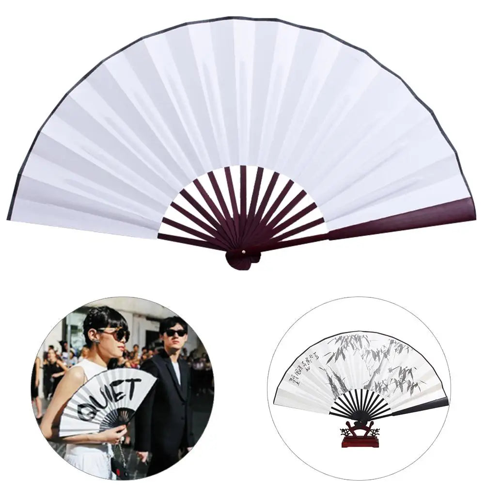 10/13 Inch DIY Silk Cloth Folding Fan – Bamboo Hand Fan for Calligraphy & Painting