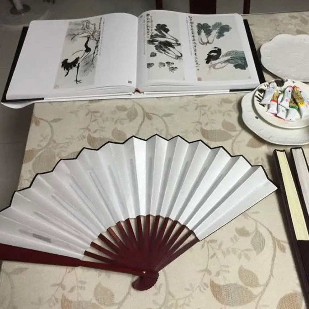 10/13 Inch DIY Silk Cloth Folding Fan – Bamboo Hand Fan for Calligraphy & Painting