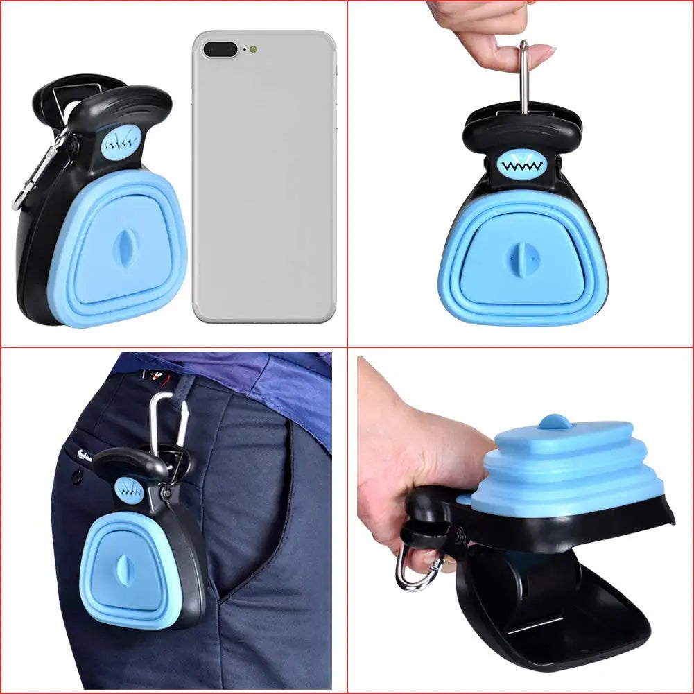 Travel Foldable Dog Poop Bag Dispenser & Pooper Scooper with Waste Bags