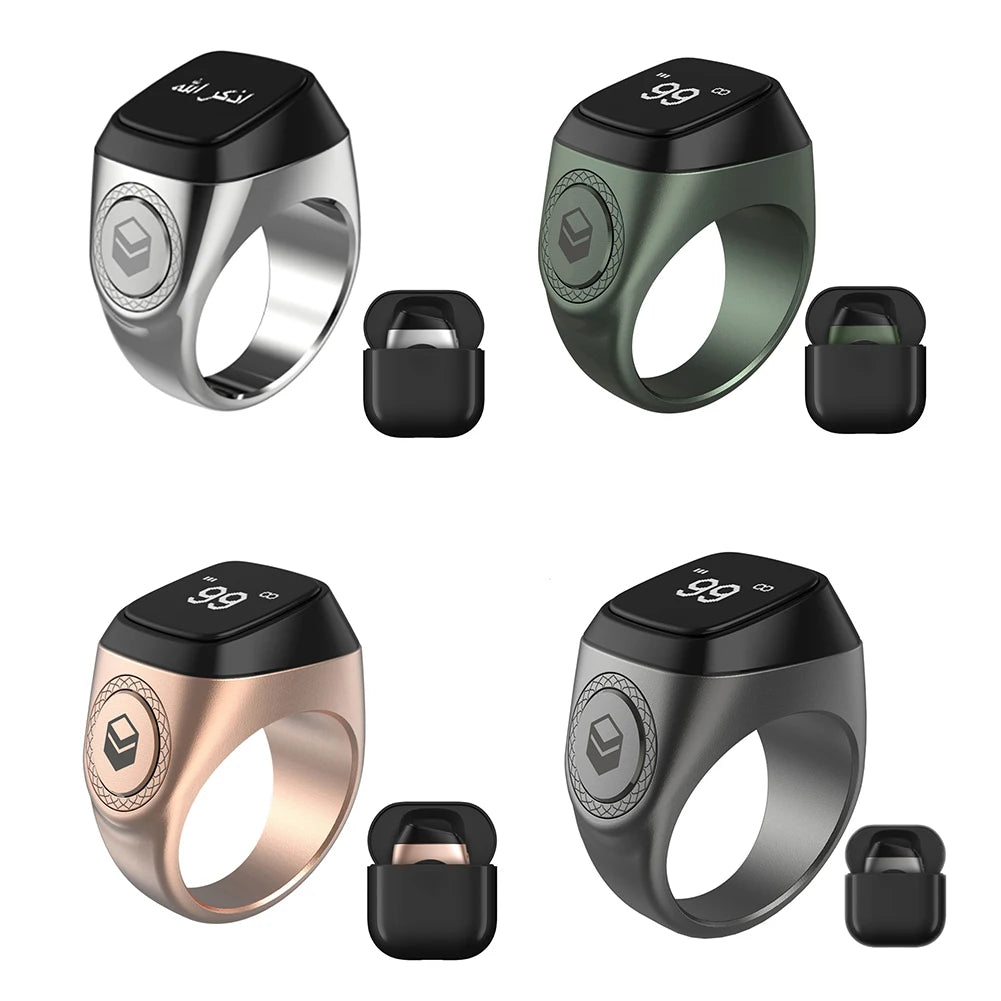 Smart Tasbih Tally Counter Bluetooth Ring with Prayer Reminder & OLED Display