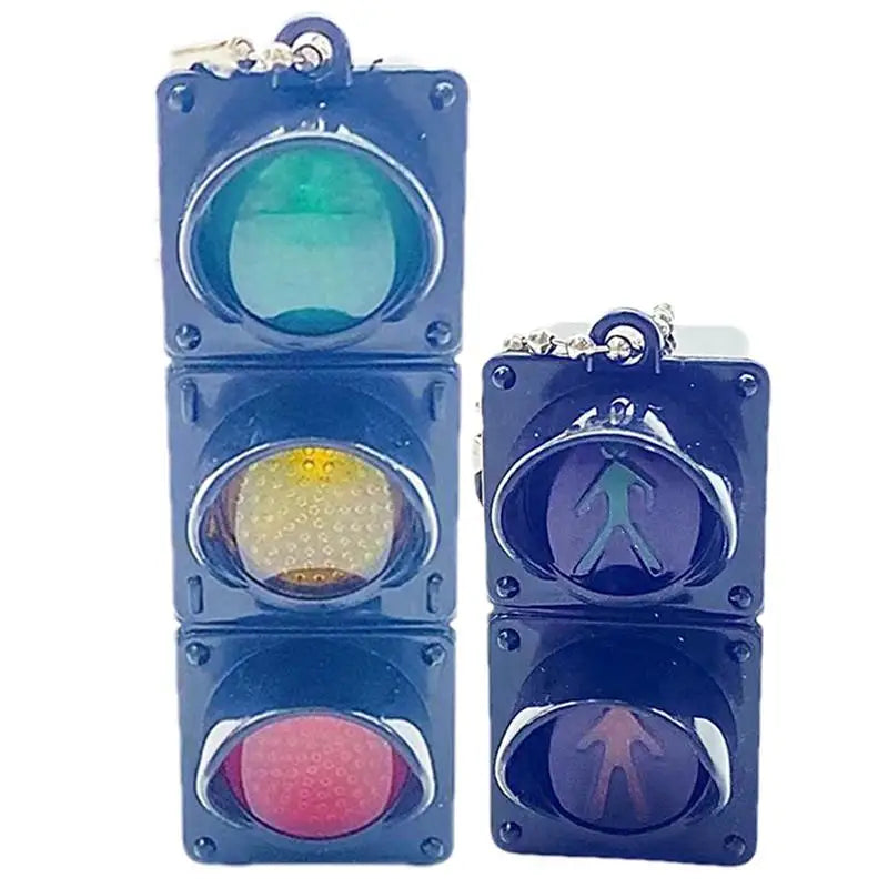 LED Traffic Light Keychain with Pedestrian Light, Fun Decorative Keyring