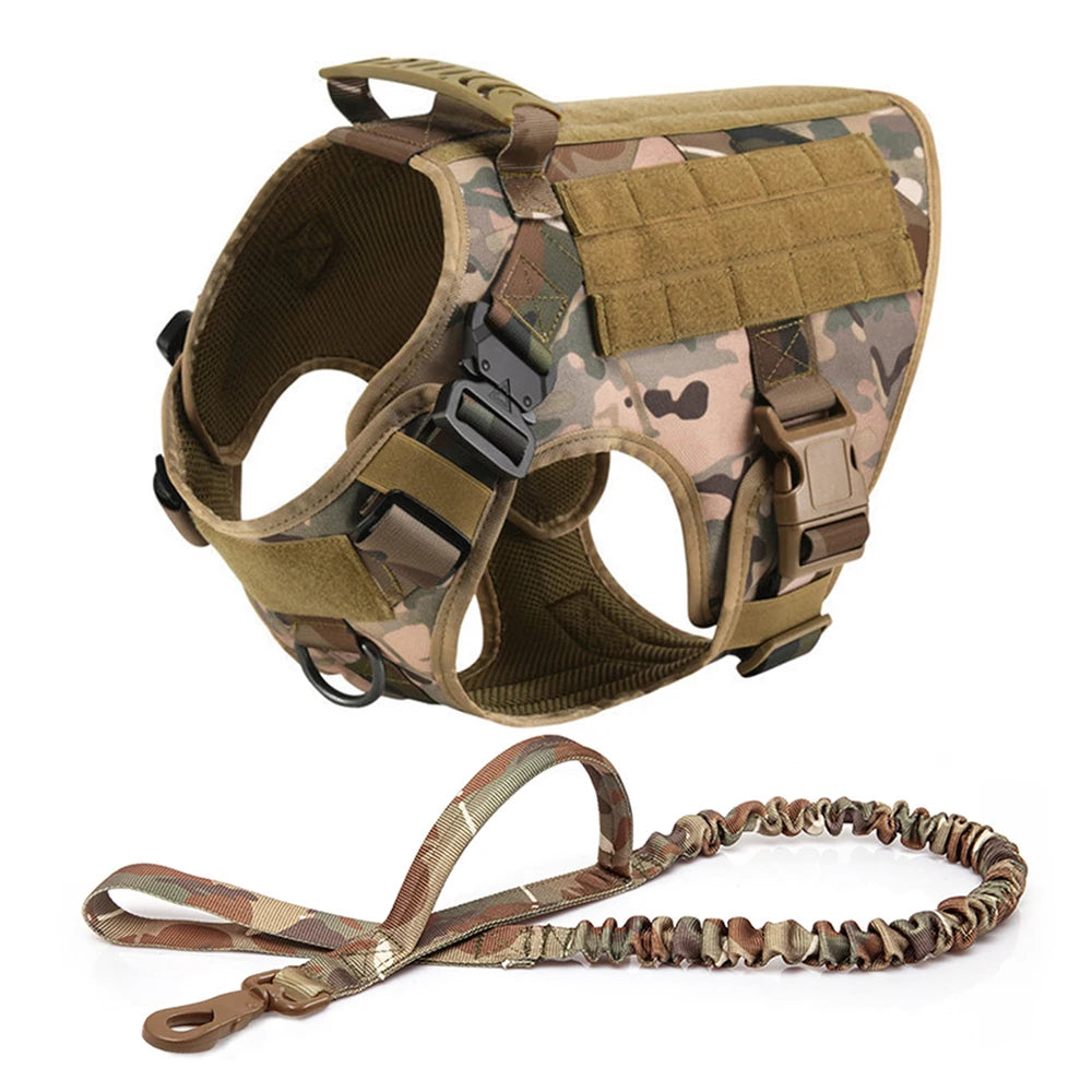 Tactical Dog Harness and Leash Set for Large Dogs – No Pull Military Vest