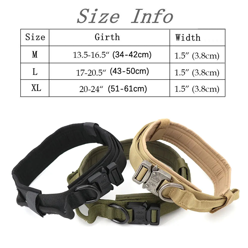 Tactical Dog Collar and Leash Set – Adjustable Nylon Control Handle for Training