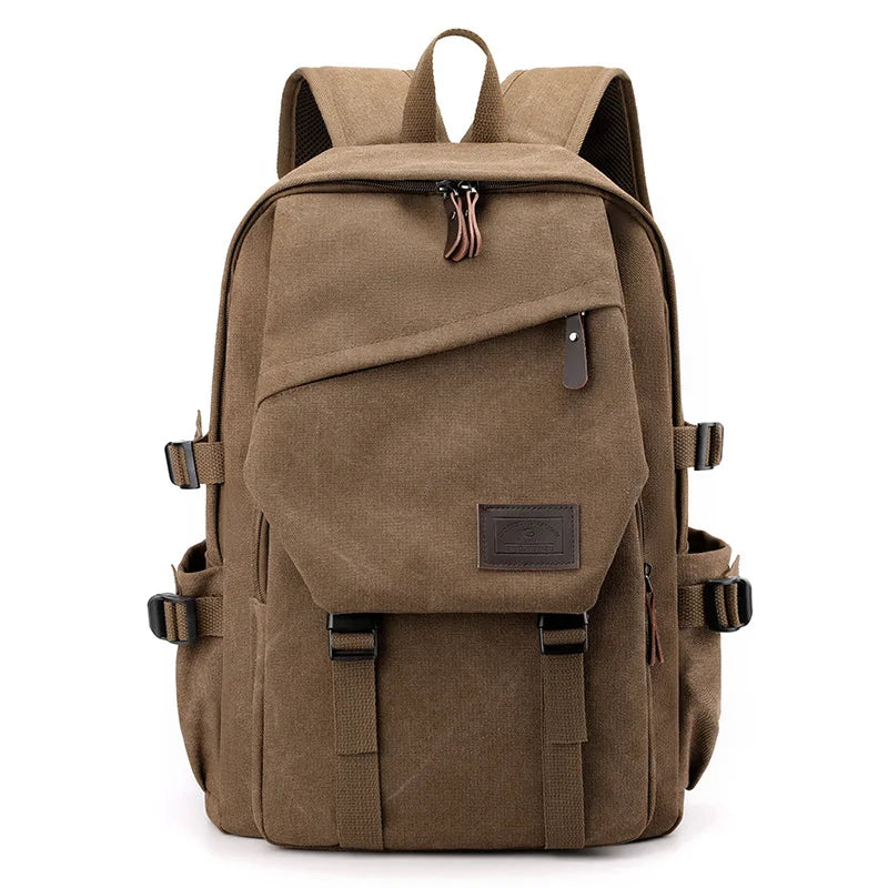 Men’s 15.6" Large Capacity Canvas Travel Backpack, Mountaineering Rucksack