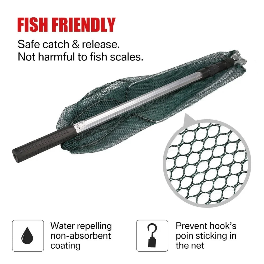 Telescopic Folding Fishing Net, 1.9m Aluminum Handle, Compact & Lightweight