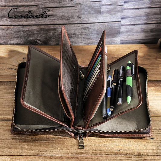 Men's Genuine Leather Clutch Bag - Large Capacity Wallet Passport Holder