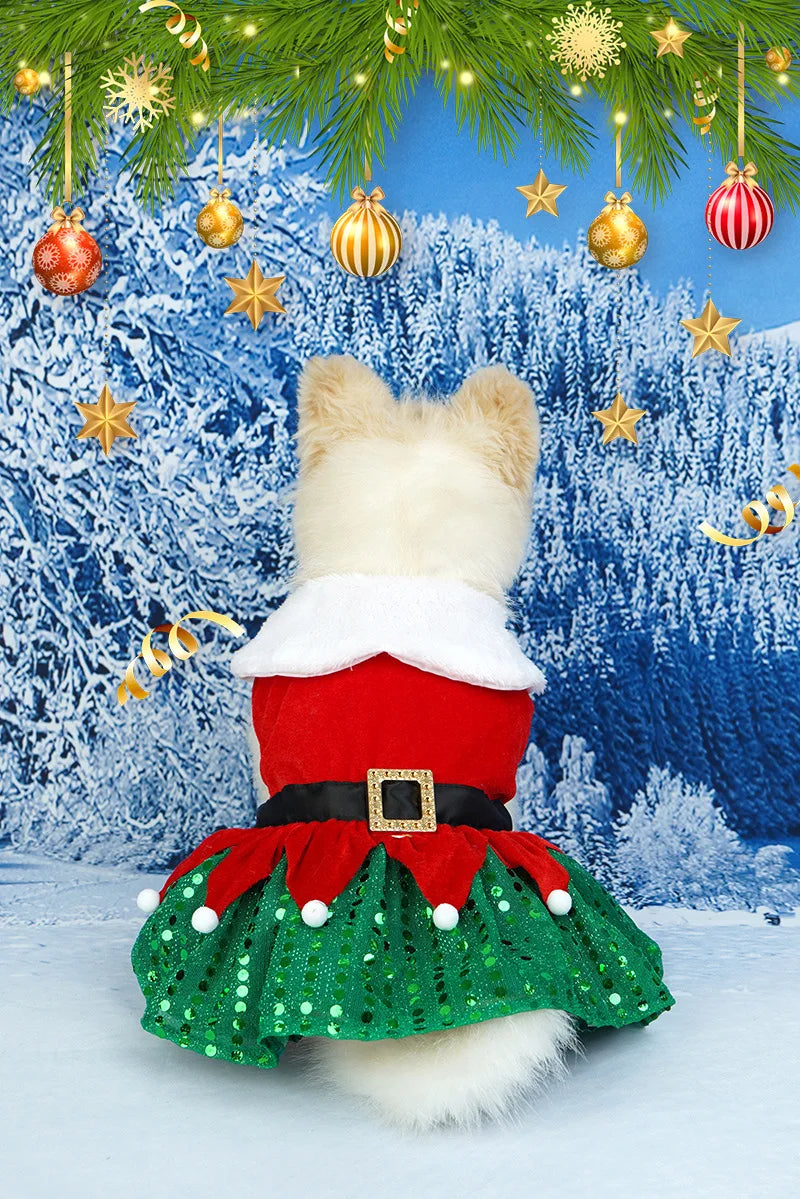 New Christmas Pet Clothing, Holiday Party Dress Up, Dog Clothing, Skirt, Pet Clothing