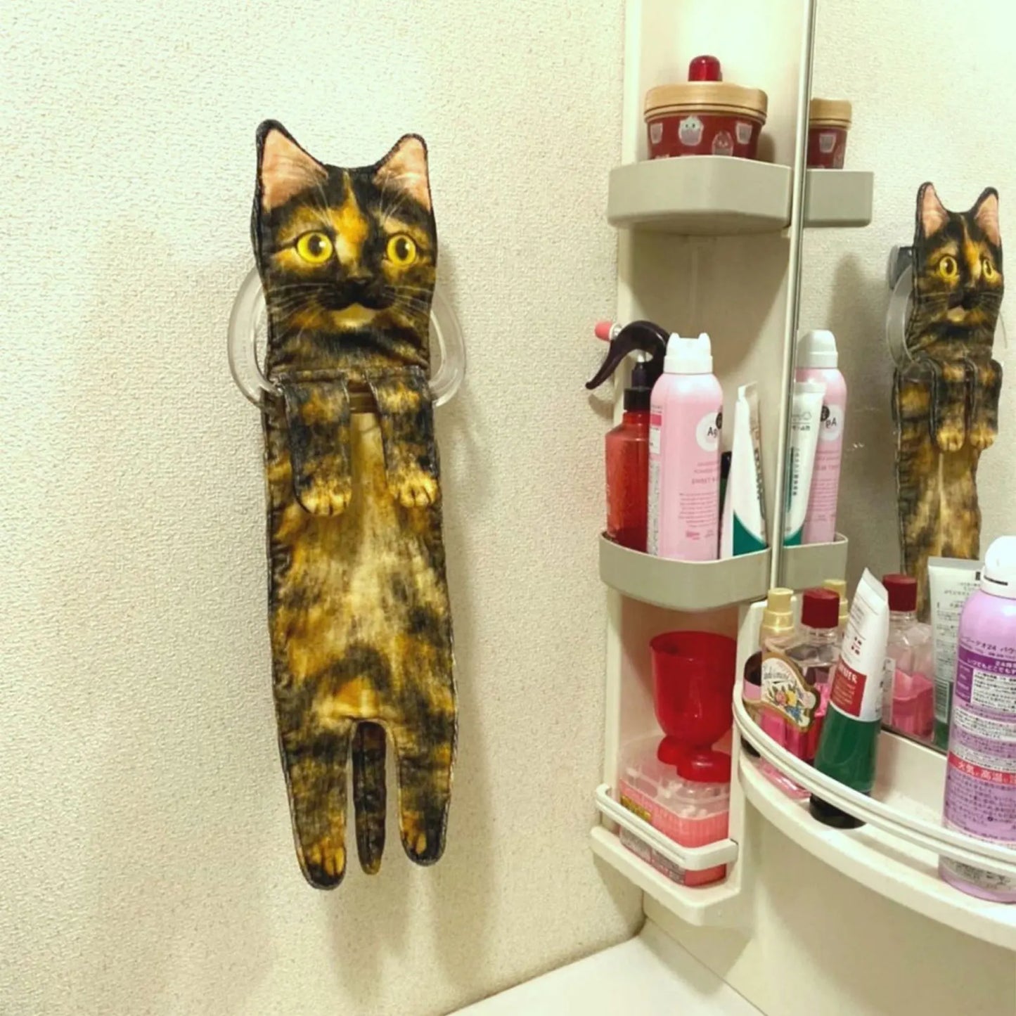 Funny Cat Hand Towels – Quick Dry Microfiber Hanging Towels for Kitchen & Bathroom