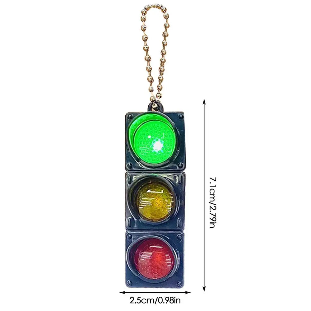 LED Traffic Light Keychain with Pedestrian Light, Fun Decorative Keyring