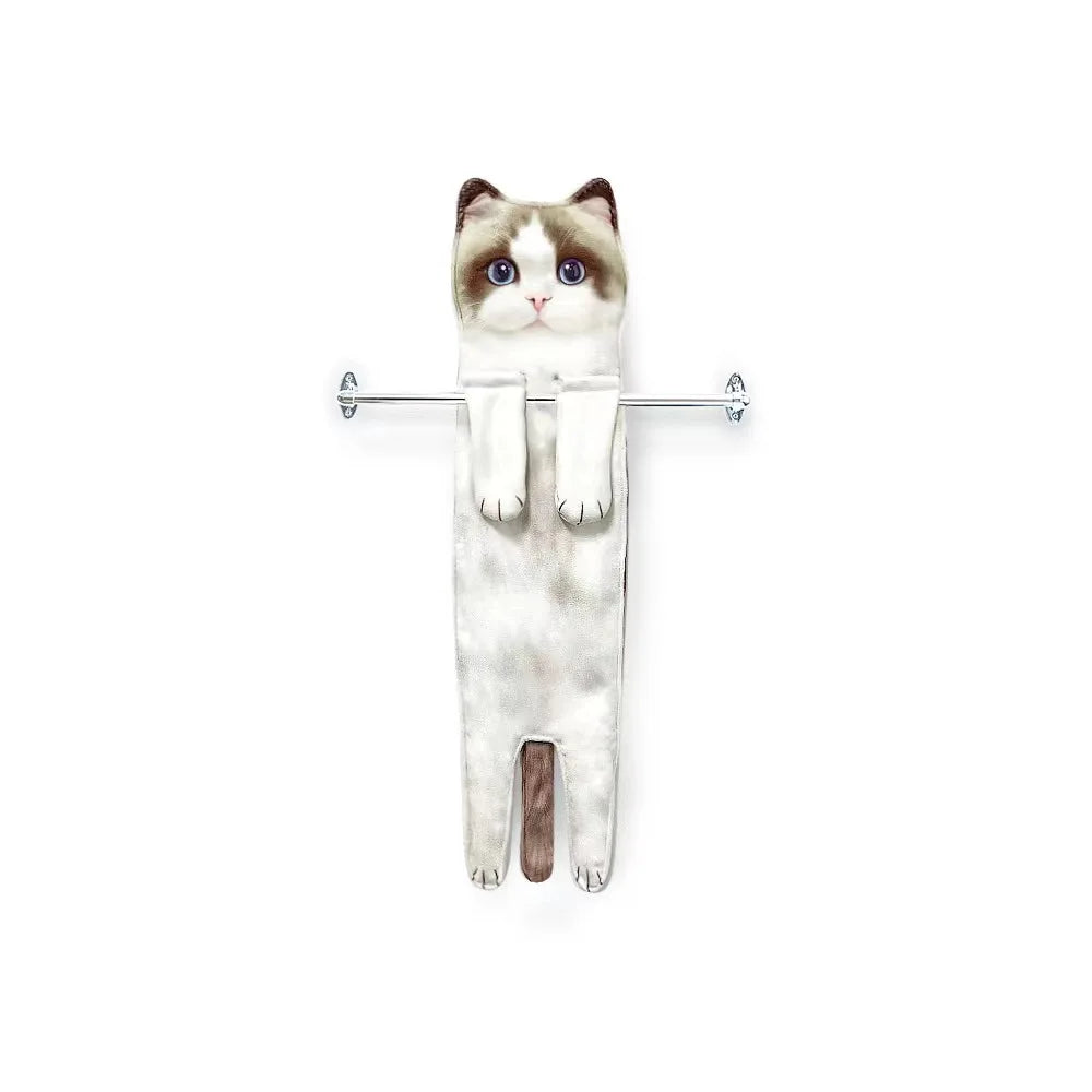 Funny Cat Hand Towels – Quick Dry Microfiber Hanging Towels for Kitchen & Bathroom