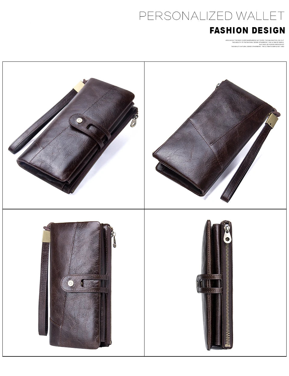 Women's Genuine Leather Long Clutch Wallet - Coin Purse & Phone Holder