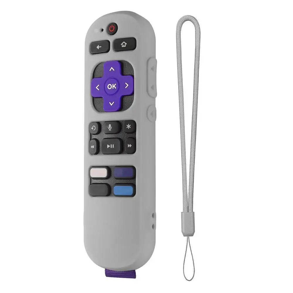 Silicone Protective Case for Roku TV Remote - Anti-Slip Cover with Lanyard