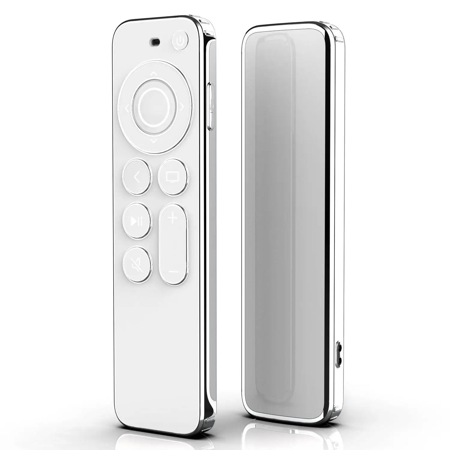 Clear TPU Case for Apple TV 4K 2021 Remote, Drop & Scratch Protection with Silver Edge