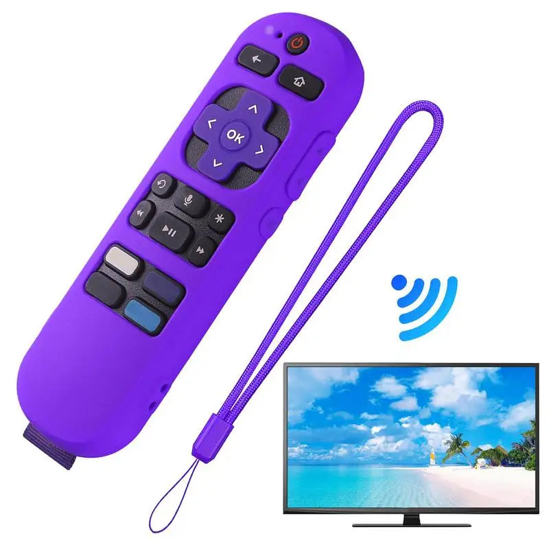 Silicone Protective Case for Roku TV Remote - Anti-Slip Cover with Lanyard