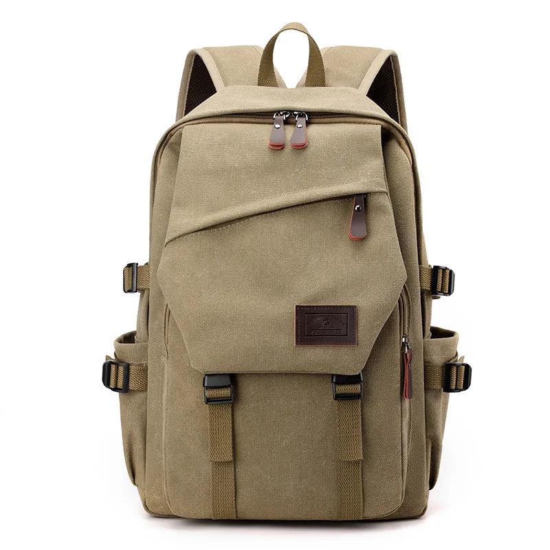 Men’s 15.6" Large Capacity Canvas Travel Backpack, Mountaineering Rucksack